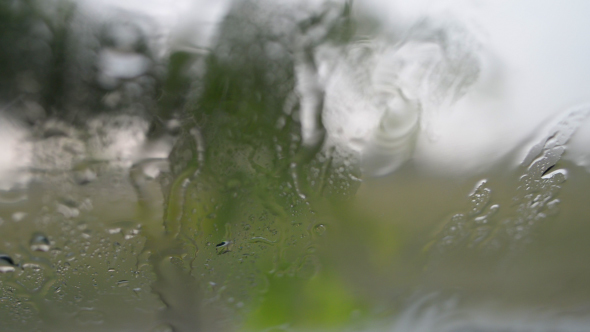 Rain Water Drops on Glass 1