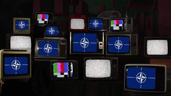 Flag of NATO and Retro TVs.
