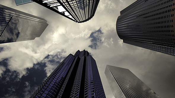 Cloudscape With Silhouettes Of Skyscrapers