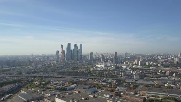 Aerial View of Moscow City Skyscrapers