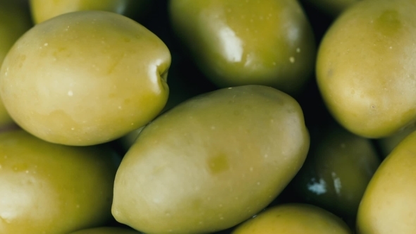 Green Olives, Pickled, Rotate Front Of The Camera