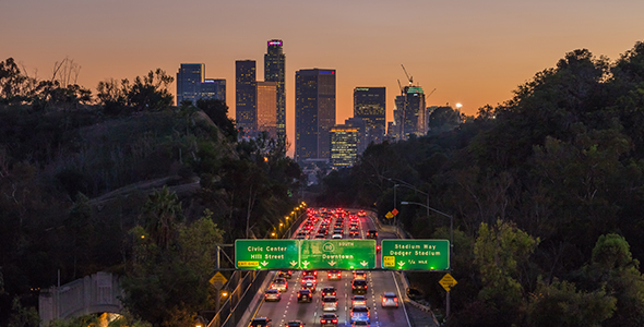 Downtown Los Angeles & 110 South Day To Night