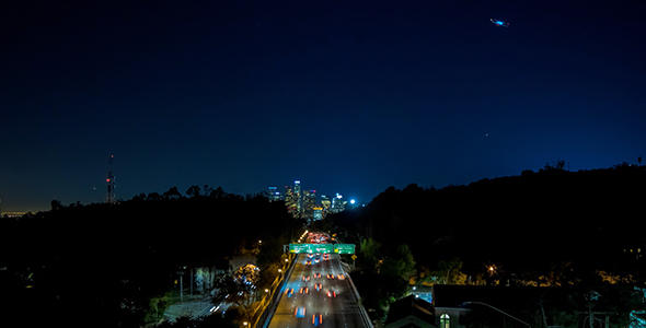 Downtown Los Angeles and Freeway Wide Night 2