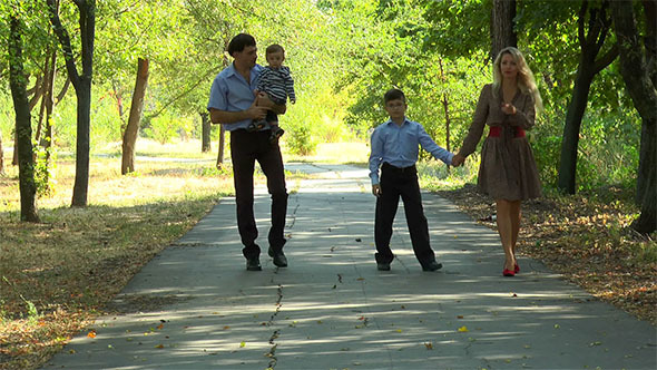 Family Walking on the Avenue