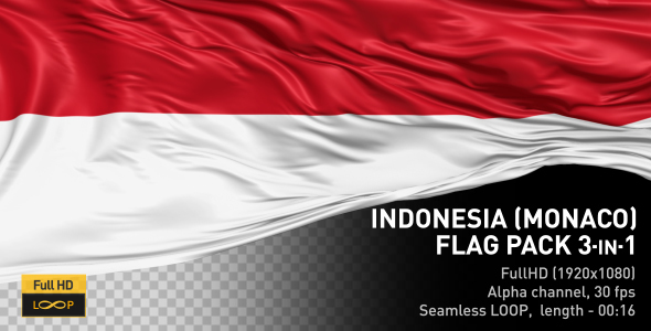 Indonesia And Monaco Flag Pack