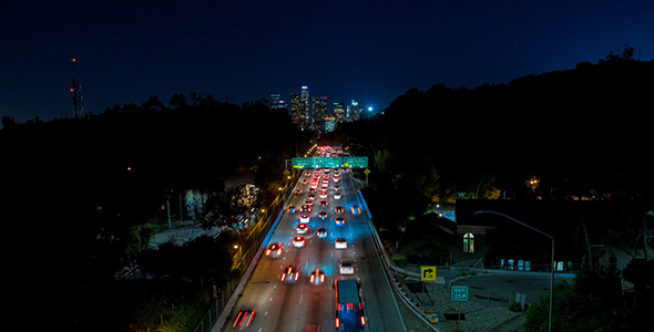 Downtown Los Angeles and Freeway Wide Night 1 alt