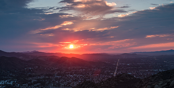 Pink Clouds Sunset Over Simi Valley, California