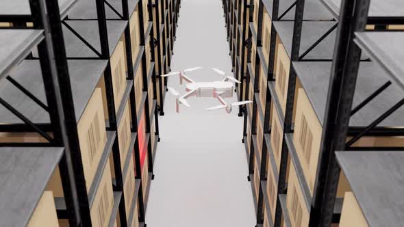 Endless Warehouse Drone Scanning QR Codes IV