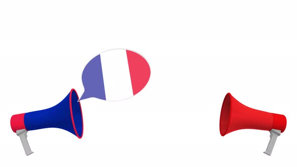 Speech Bubbles with Flags of Canada and France