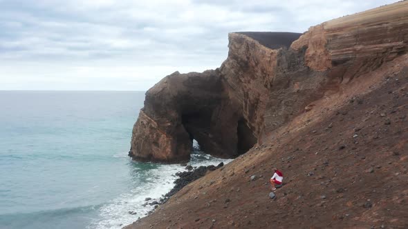 Aerial View of the Beautiful Capelinhos Coast