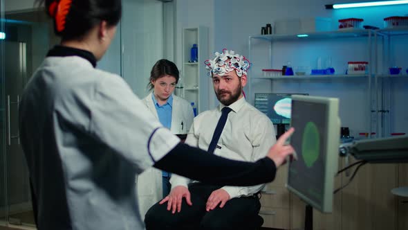 Man Patient Participating at Neurological Experiment