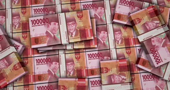 Indonesian Rupiah money banknotes packs surface