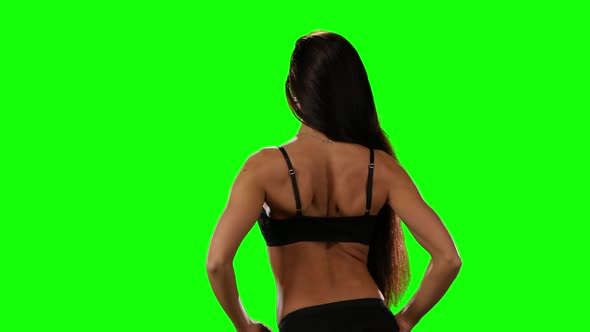Erotic Dancing Girl From the Back. Green Screen Studio