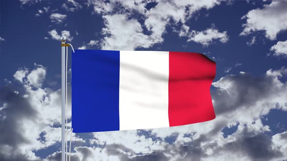 France Flag Waving 4k