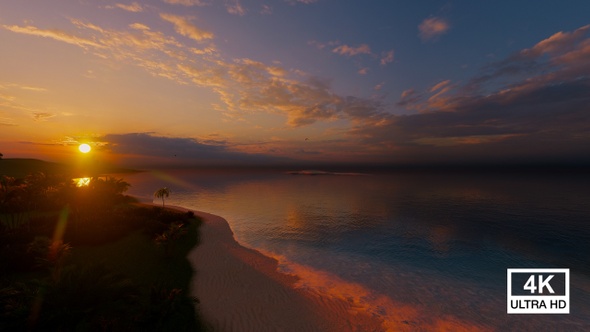 Beautiful Sunset Sea Beach 4K