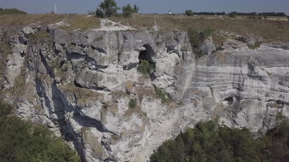 Scenic View Rock Monastery Bakota on Dniester River, Ukraine