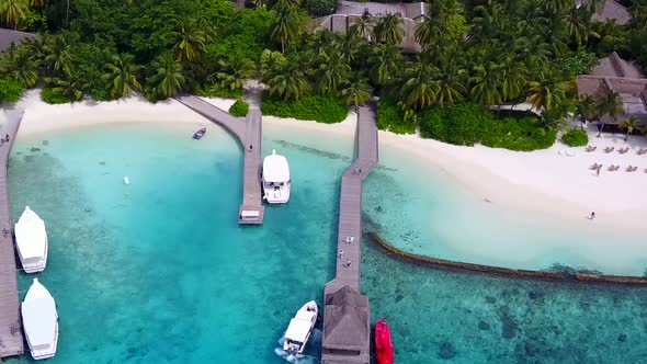 Aerial panorama of marine lagoon beach by lagoon and sand background