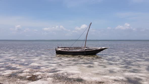 Aerial View of Low Tide in the Ocean Near the Coast of Zanzibar Tanzania