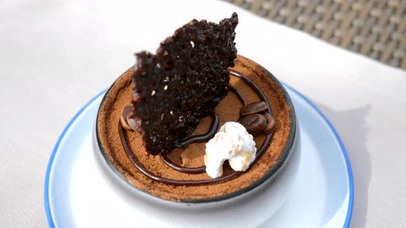 Tiramisu Cake  Traditional Italian Sweet Dessert with Chocolate Coffee Beans