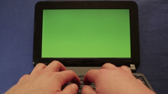 Man Hands Printing On Laptop Green Screen 130