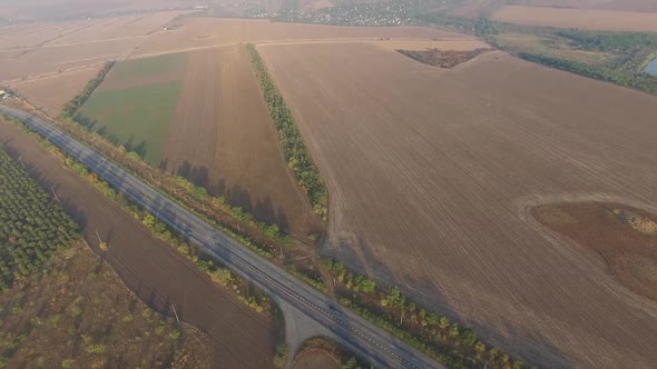 Panoramic Shooting Highway Is Lost Between a Plurality of Fields