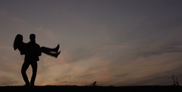 Silhouettes of Happy Couple