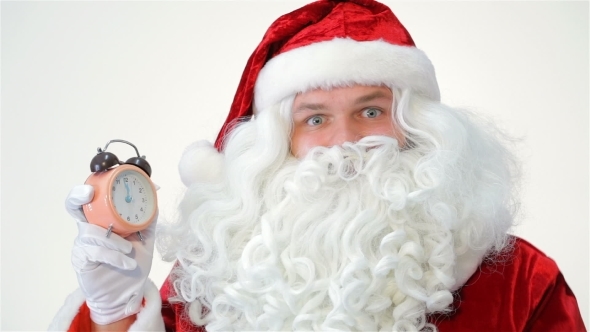 Santa Stares At The Clock.