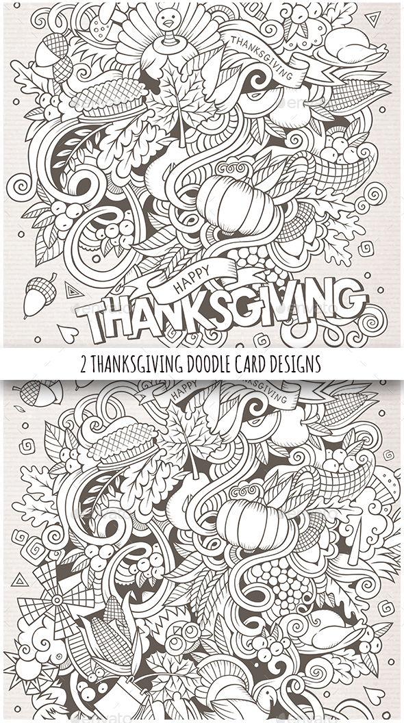 Happy Thanksgiving Doodles Sketchy Illustrations