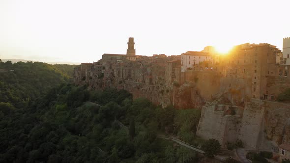 Aerial View Ancient Buildings During Sunset Pitiglianotuscany