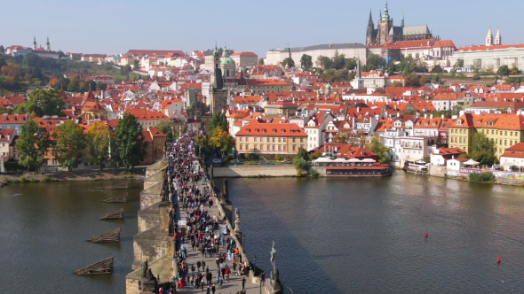 A Lot of Tourists on the Charles Bridge