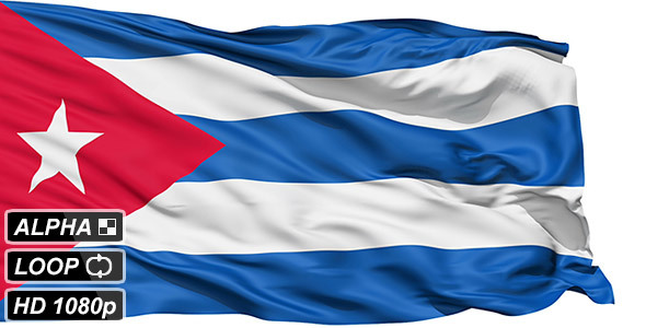 Isolated Waving National Flag of Cuba