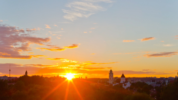 Sunset In Vilnius, Lithuania