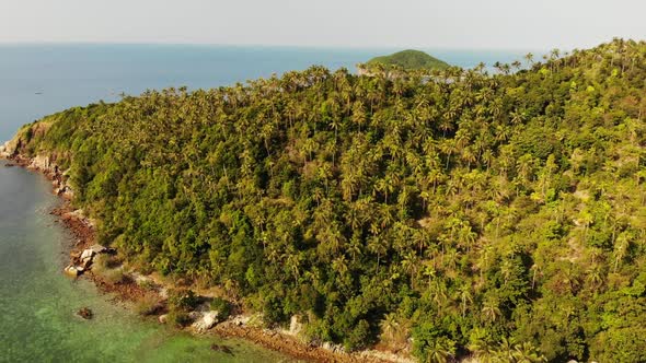 Aerial Drone View Small Koh Ma Island, Ko Phangan Thailand