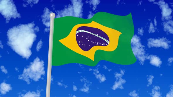 Brazil Flying National Flag In The Sky alt