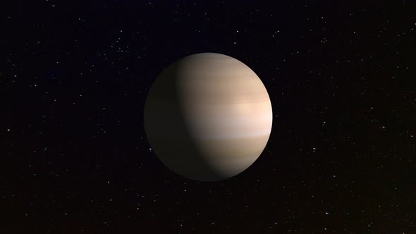 3d realistic rotated saturn planet with star