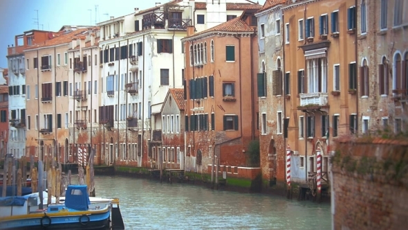 Venice Cityscape With Old Style Houses And Still