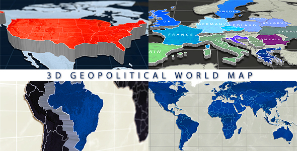 3D Geopolitical World Map