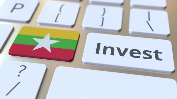 INVEST Text and Flag of Myanmar on the Keys