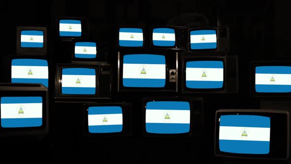 Flag of Nicaragua and Retro TVs.