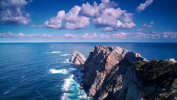 Coast at Cabo de Penas in Asturias, Spain. Timelapse