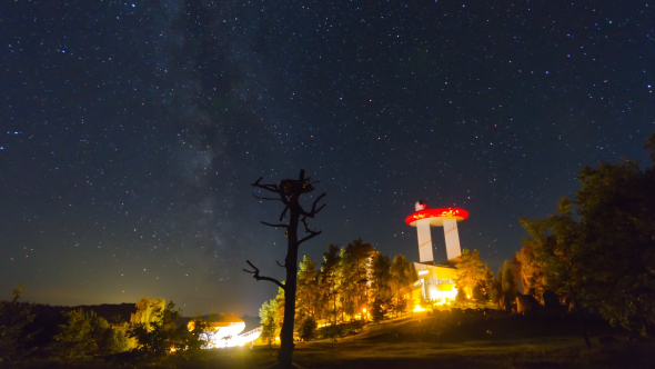 Modern Observatory And Milky Way