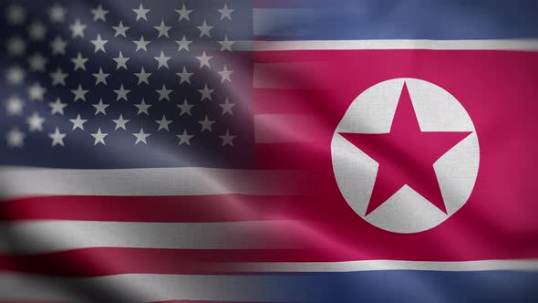 USA North Korea Flag Loop Background 4K