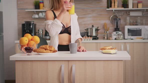 Sexy Lady Drinking Juice