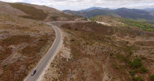 Aerial View From Flying Drone. Spanish Mountains