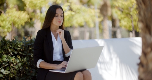 Businesswoman Working On a Laptop In a Park