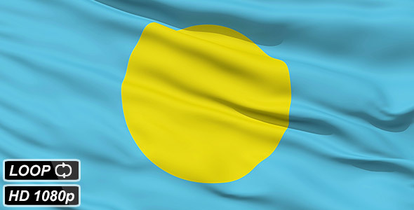 Waving National Flag of Palau