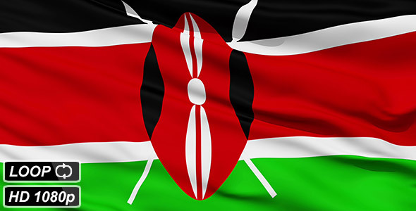 Waving National Flag of Kenya