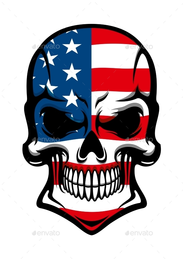 Danger Skull With American Flag Pattern