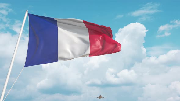 Plane Arrives to Airport with National Flag of France alt