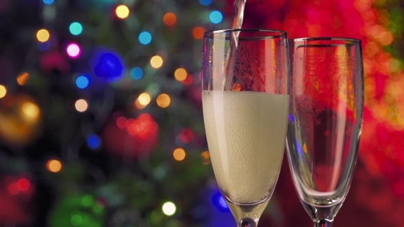 New Year And Christmas Celebration. Champagne